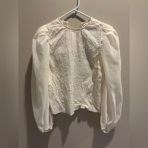 Worthington Cream Blouse with Puff Sleeves